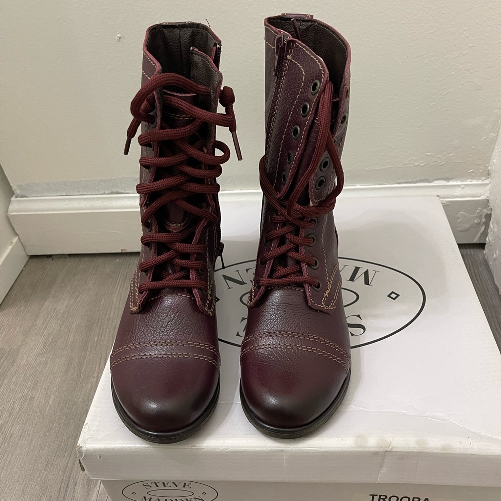 Steve Madden wine leather TROOPA boots